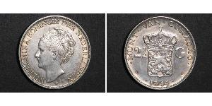 2 1/2 Гульден Королевство Нидерланды (1815 - ) Серебро Вильгельмина(1880 - 1962)