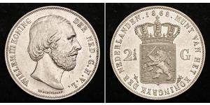2 1/2 Гульден Королевство Нидерланды (1815 - ) Серебро Виллем III