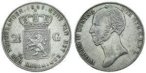 2 1/2 Гульден Нидерланды Серебро Виллем II (1792 - 1849)