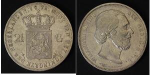 2 1/2 Гульден Королівство Нідерланди (1815 - ) Срібло Віллем III