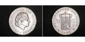 2 1/2 Гульден Нідерландські Антильські острови (1954 – 2010) Срібло Юлиана ,королева Нидерландов (1909 – 2004)