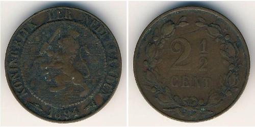 2 1/2 Цент Королевство Нидерланды (1815 - ) Медь 