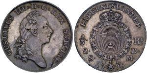 2/3 Riksdaler Suède Argent Gustave III de Suède (1746 - 1792)