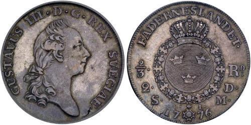 2/3 Riksdaler Schweden Silber Gustav III. (Schweden) (1746 - 1792)