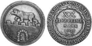 2/3 Thaler Anhalt-Bernbourg (1603 - 1863) Argent Alexis-Frédéric-Christian d