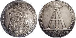 2/3 Thaler Anhalt-Zerbst  (1544 - 1796) Argent John Augustus, Prince of Anhalt-Zerbst  (1677 – 1742)
