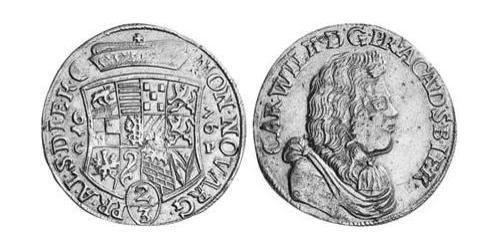 2/3 Thaler Anhalt-Zerbst  (1544 - 1796) Argento Carlo Guglielmo di Anhalt-Zerbst(1652 – 1718)