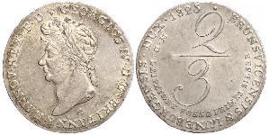 2/3 Thaler Regno di Hannover (1814 - 1866) Argento Giorgio IV (1762-1830)