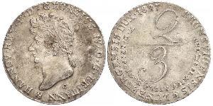 2/3 Thaler Regno di Hannover (1814 - 1866) Argento Giorgio IV (1762-1830)