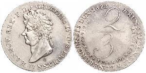 2/3 Thaler Regno di Hannover (1814 - 1866) Argento Giorgio IV (1762-1830)