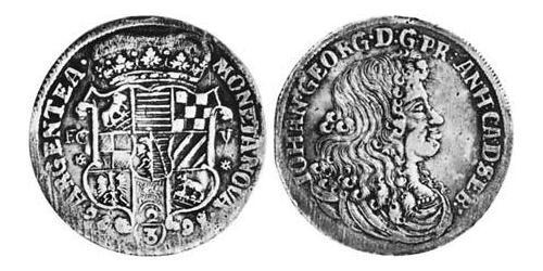 2/3 Thaler Anhalt-Dessau (1603 -1863) / Anhalt (1806 - 1918) Plata John George II, Prince of Anhalt-Dessau (1627 – 1693)