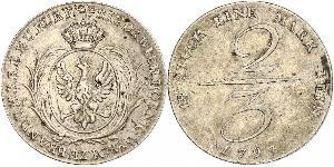 2/3 Thaler Reino de Prusia (1701-1918) Plata 