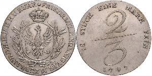 2/3 Thaler Reino de Prusia (1701-1918) Plata 