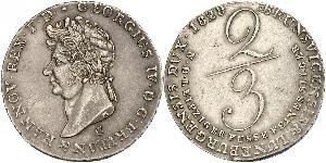 2/3 Thaler Kingdom of Hanover (1814 - 1866) Silver George IV (1762-1830)