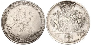 2/3 Thaler Principality of Ansbach (1398–1792) Silver Charles William Frederick, Margrave of Brandenburg-Ansbach (1712 – 1757)