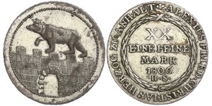 2/3 Thaler Anhalt-Bernburg (1603 - 1863) 銀 Alexius Frederick Christian, Duke of Anhalt-Bernburg (1767 – 1834)