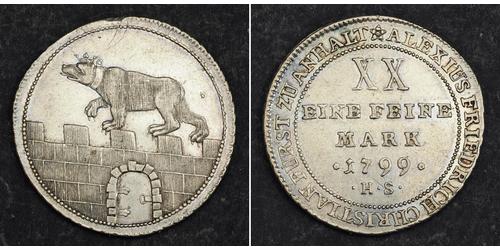 2/3 Thaler Anhalt-Bernburg (1603 - 1863) 銀 Alexius Frederick Christian, Duke of Anhalt-Bernburg (1767 – 1834)