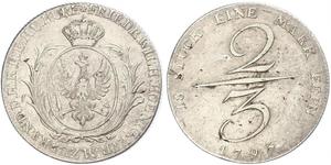 2/3 Thaler 普魯士王國 (1701 - 1918) 銀 