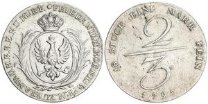 2/3 Thaler 普魯士王國 (1701 - 1918) 銀 