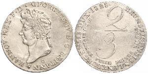 2/3 Thaler 汉诺威王国 (1814 - 1866) 銀 喬治四世 (1762-1830)