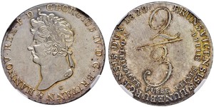 2/3 Талер Королівство Ганновер (1814 - 1866) Срібло Георг IV (1762-1830)