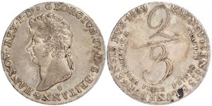 2/3 Талер Королівство Ганновер (1814 - 1866) Срібло Георг IV (1762-1830)