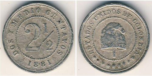 2.5 Centavo United States of Colombia (1863 - 1886) Copper/Nickel 