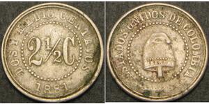2.5 Centavo Vereinigte Staaten von Kolumbien (1863 - 1886) Kupfer/Nickel 
