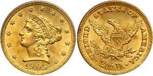2.5 Dólar Estados Unidos de América (1776 - ) Oro 