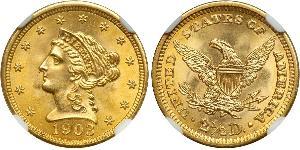 2.5 Dólar Estados Unidos de América (1776 - ) Oro 