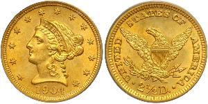 2.5 Dólar Estados Unidos de América (1776 - ) Oro 