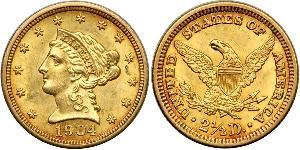 2.5 Dólar Estados Unidos de América (1776 - ) Oro 