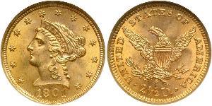 2.5 Dólar Estados Unidos de América (1776 - ) Oro 