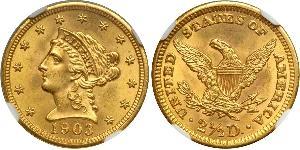2.5 Dólar Estados Unidos de América (1776 - ) Oro 