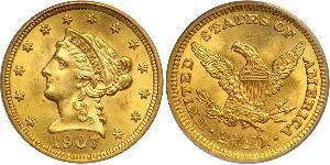 2.5 Dólar Estados Unidos de América (1776 - ) Oro 