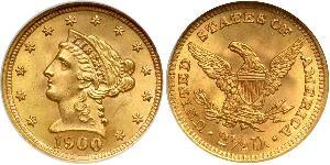 2.5 Dólar Estados Unidos de América (1776 - ) Oro 