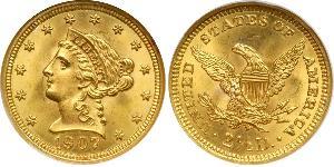 2.5 Dólar Estados Unidos de América (1776 - ) Oro 