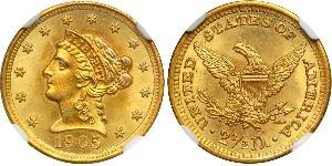 2.5 Dólar Estados Unidos de América (1776 - ) Oro 