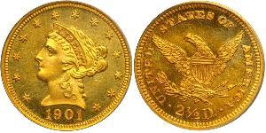 2.5 Dólar Estados Unidos de América (1776 - ) Oro 