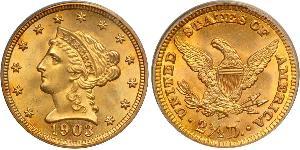 2.5 Dólar Estados Unidos de América (1776 - ) Oro 