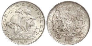 2,5 Escudo Portogallo / Portuguese Republic - Ditadura Nacional (1926 - 1933)  