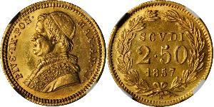 2.5 Scudo Estados Pontificios (752-1870) Oro Pío IX (1792- 1878)