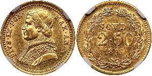 2.5 Scudo Stato Pontificio (752-1870) Oro Papa Pio IX (1792- 1878)