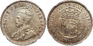 2.5 Shilling Sudafrica (1910 - ) Argento Giorgio V (1865-1936)