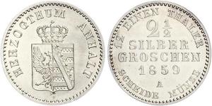 2.5 Silbergroschen Anhalt-Bernbourg (1603 - 1863) Argent Alexandre-Charles d