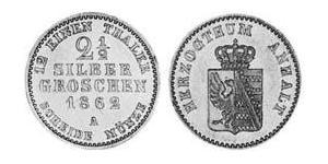 2.5 Silbergroschen Anhalt-Bernburg (1603 - 1863) Argento Alessandro Carlo di Anhalt-Bernburg(1805 – 1863)