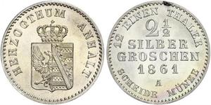 2.5 Silbergroschen Anhalt-Bernburg (1603 - 1863) Argento Alessandro Carlo di Anhalt-Bernburg(1805 – 1863)