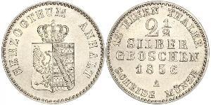 2.5 Silbergroschen Ангальт-Бернбург (1603 - 1863) Срібло Alexander Karl, Duke of Anhalt-Bernburg (1805 – 1863)