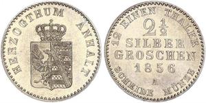 2.5 Silbergroschen Ангальт-Бернбург (1603 - 1863) Срібло Alexander Karl, Duke of Anhalt-Bernburg (1805 – 1863)