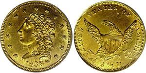 2.5 Долар США (1776 - ) Золото 